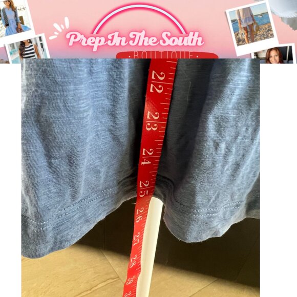 J. Jill Popover Boho Tiered Ruffle Tunic Top L Blue Cotton Tencel 3/4 Sleeve - Picture 5 of 6